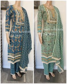 Pure Cotton Indian Suit for Ladies - Etsy Green Cotton Palazzo Set With Embroidered Border, Cotton Lace Work Sets With Long Sleeves, Long Sleeve Cotton Sets With Lace Work, Bohemian Unstitched Sets With Printed Border, Green Long Sleeve Set With Lace Work, Green Long Sleeve Sets With Lace Work, Bandhani Print Palazzo Set With Straight Kurta, Fitted Palazzo Set With Bandhani Print And Straight Kurta, Bohemian Fitted Bandhani Anarkali Set