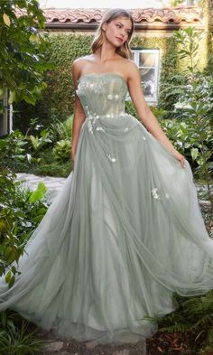 Modest Prom Gowns, Andrea And Leo, Colored Wedding Gowns, Tulle Balls, Pleated Drapes, Modest Prom, Prom Ball Gown, Tulle Ball Gown, Corset Bodice