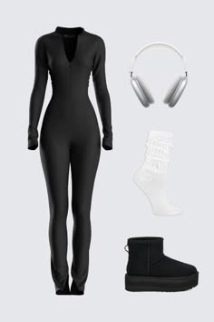 Casual High-stretch Winter Bodysuit, High Stretch Casual Winter Bodysuit, Casual High Stretch Bodysuit For Winter, High Stretch Casual Bodysuit For Winter, Black High Stretch Unitard For Fall, Black Unitard For Night Out In Fall, Black Stretch Unitard For Winter, Sporty Fitted Bodysuit For Winter, Casual High Stretch Unitard For Fall