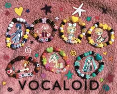 Vocaloid Virtual Singer Kandi! Singles of the main vocaloids - Hatsune Miku, Kagamine Len & Rin, Megurine Luka, Gumi Megpoid, Meiko, & Kaito, as well as any other custom character! PLUR (*'ω'*) Some of my kandi is one of a kind, as I recycle many of my beads from bracelets I purchase 2nd hand. I will probably redesign each bracelet as I run out of beads. The pictures you see are examples of what yours could look like. Yours may not have the exact same beads but will use the same colors & pattern! Order these as they are, or feel free to message about changing or adding colors/beads. Also feel free to DM about customs! Kandi is stretchy & will fit most wrists, please specify the size you'd like if needed. Kandi Bracelets No Words, Bracelet Meaning, Kandi Patterns Single, Kandi Bracelets Ideas Singles, Kuromi Kandi, Kandi Ring, Miku Kandi, Miku Bracelet, Band Kandi Bracelets