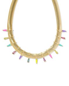 Buy Kelsey Gold Statement Necklace in Multi Mix at KendraScott. Dainty Jewelry Necklace, Engagement Rings Sale, Colorful Nature, Bar Jewelry, Gold Statement Necklace, Zodiac Jewelry, Gold Band Ring, Demi Fine Jewelry, Gold Bracelet Chain