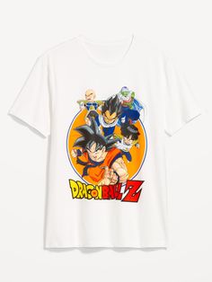 the dragon ball z t - shirt is white and has an image of two young gohan