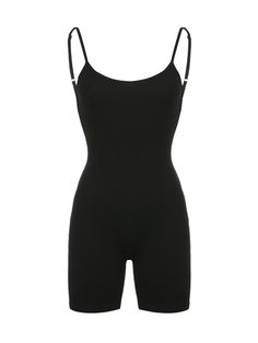 Turn heads with Everline's sultry backless romper! Its adjustable straps and high waist will flatter your figure while the U-neckline will show off your best assets. Look effortlessly sexy in this versatile black piece - perfect for any occasion! Details Everline Backless Romper in Black Sexy Backless Adjustable Straps High Waist Alees Fashion Summer Collection Solid Bodysuit With Spaghetti Straps For Night Out, Solid Spaghetti Straps Bodysuit For Night Out, Chic Cami Bodysuit With Adjustable Straps, Backless Camisole With Straps, Solid Backless Camisole With Straps, Chic Solid Backless Camisole, Chic Solid Color Backless Camisole, Black Cami Bodysuit With Lined Body, Night Out Bodysuit With Spaghetti Straps