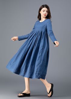 ★★ FEATURES Linen cotton blend Medium weight linen No lining Two side seam pockets Scoop neckline Long sleeve High waist Plus size dress Perfect for summer, spring, autumn Dry clean ★★ For the style, you can check more colors from below listing https://etsy.me/3HtdqQp ★★ Model Info Bust: 84 cm Waist: 65 cm Hips: 91 cm Height 170cm she wear the size XS ★★ Please select custom order according to the follow situation Can't find your size in Size Chart Change the length Change the sleeve length Your Spring Long Sleeve Maternity Dress, Summer Solid Color Maternity Dresses, Spring Mid-length Long Sleeve Dress, Spring Cotton Maternity Dress, Modest A-line Spring Dress, Spring Maternity Midi Dress Knee-length, Modest Maternity Dress For Spring, Spring Solid Color Maternity Maxi Dress, Spring Maternity Maxi Dress In Solid Color