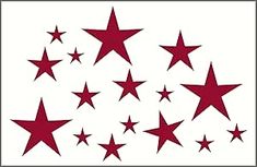 red stars are arranged in the shape of a star on a white background with black border