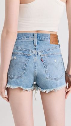 Levi's 501 High Rise Shorts | Shopbop Trying Too Hard, Levis Outfit, Cool Girl Style, Stretch Denim Shorts, Bloxburg Ideas, Clothing Pants, Levi's 501, Levi Shorts, High Rise Shorts