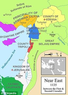 a map of the middle east and central asia, with major cities in different colors