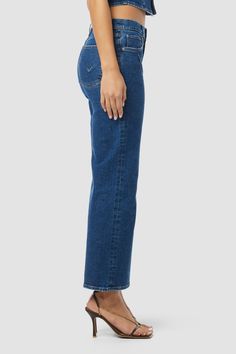 Description Re-up with our Rosie Pleated High-Rise Wide Leg Jean, cut with an elevated waistline and roomy leg. Crafted from premium comfort stretch denim that's been expertly washed down to a true blue, it features small front waist pleats for added detailing. Product Details Front Rise: 10.5", Leg Opening: 20.5", Inseam: 28"Model Height 5'9"Model wearing size 25Measurements based on size 27 Fit & Care Content: 99% Cotton, 1% ElastaneMachine wash cold with like colorsDo not bleachTumble dry low Rocky Blue, High Rise Wide Leg Jeans, Jumpsuit Skirt, Kick Flares, Denim Branding, Men Fits, True Blue, Hudson Jeans, Denim Coat