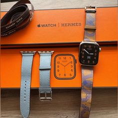 Authentic Herms Apple Watch - Series 7 - 41mm Includes: Apple Watch, 2 Sets Of Straps, Original Box In Great Condition. No Scratches On The Front Of The Watch. Some Light Scuffs On The Sides. Hermes Apple Watch, Graduation Presents, The Watch, Apple Watch Series, Blue Purple, Gift Guide, Apple Watch, Blue And Purple, Original Box