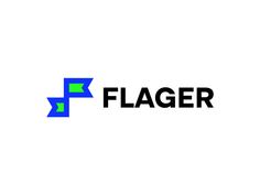 the logo for flagr is shown in blue and green letters on a white background