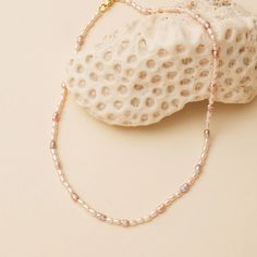 Betty Pearl Necklace – Pearl Strand Necklace Everyday Pearl Beaded Necklace, Dainty Pink Pearl Beaded Necklaces, Pink Pearl Jewelry With Tiny Beads, Pink Pearl Beaded Necklace With Pearl Charm, Pink Pearl Necklace With Tiny Beads, Dainty Beaded Necklaces With Pearl Pendant, Dainty Pink Pearl Necklace With Pearl Charm, Dainty Pink Pearl Necklace With Charm, Adjustable Pink Pearl Necklace With Charm