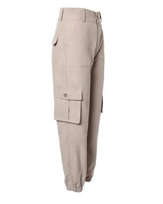 Lasaky - High waist cargo pants with pocket Beige Full-length Pants With Multiple Pockets, High Waist Khaki Pants With Hip Pockets, High Waist Beige Pants With Pockets, Beige Full-length Bottoms With Pockets, Beige Full Length Work Pants With Pockets, Beige Full Length Bottoms With Pockets, Full Length Beige Bottoms With Pockets, Beige High Waist Pants With Multiple Pockets, Full Length Khaki Harem Pants With Pockets