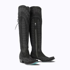 Lexington Over the Knee Boot | Snip Toe Women's Black Cowboy Boots Womens Black Cowboy Boots, Leg Types, Style Western Boots, Snip Toe Cowgirl Boots, Lane Boots, Black Cowboy Boots, Wedding Boots, Black Cowboy, Western Boots Women