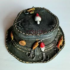 <p dir="ltr" style="margin-top:0; margin-bottom:0;">Fisherman's Hat Trinket Dresser Jewelry Box With Lid Gray Tan Lures Fish Resin. Weathered looking polyresin hat adorned with fishing lures and fish. Excellent pre owned condition. Shipped with USPS Priority Mail. </p> Fisherman Chic, Firbolg Dnd, Fisherman Costume, Intaglio Print, Fishers Hat, Fishing Outfit, Fishing Bucket Hat, Fish Hat, Fish Party