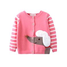 Creative fun cardigan with handcrafted 3D animated design.  Your little girl is sure to get a compliment everytime she wears this.  Very lovely! 100% knit. Another piece of our show and tell collection. Playful Knit Long Sleeve Outerwear, Pink Long Sleeve Cotton Cardigan, Playful Winter Sweater For Playtime, Playful Cotton Knitted Cardigan, Playful Knitted Cotton Cardigan, Cute Winter Sweater For Playtime, Playful Long Sleeve Knit Cardigan, Cute Hand-knitted Winter Sweater, Cute Hand Knitted Winter Sweater