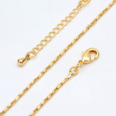 Material: 18K real gold plated brass, color not easily tarnish, lead nickel free Size: chain 1.2mm wide, necklace 44cm=17.3 inches, then plus 3.5cm extender chain. Quantity: 1pc (bulk option avaiable) NOTE: wearing avoiding water can keep color bright longer. This link is for more gold chains: https://www.etsy.com/shop/Nbeads?ref=seller-platform-mcnav&search_query=gold+chain ❤ See more chains here: ❤ https://www.etsy.com/shop/Nbeads?ref=hdr_shop_menu&search_query=LK Gold Charm Necklace With Lobster Clasp, Gold Round Chain Necklace With Adjustable Chain, Gold Pendant Chain Necklace With Delicate Chain, Gold Chain Necklace With Delicate Pendant, Gold Delicate Pendant Chain Necklace, Gold Round Chain Charm Necklaces, Gold Round Charm Necklace With Chain, Delicate Chain Gold-plated Necklace, Gold-plated Delicate Chain Necklace