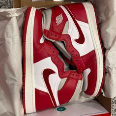 Women’s Size 7, Red, High Top Air Force 1. Never Worn. Brand New With Box. Red Jordan Nike, Jordan Air Force 1 Red, High Top Red Nike, Shoes Nike Red And White, Red High Top Nike Shoes, Nike Hightop, Air Force 1 High Tops, Jordan 1 Red, High Top Jordans