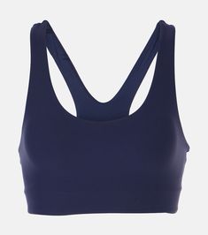 Peached Jade sports bra in blue - The Upside | Mytheresa Solid Nylon Sports Bra With Built-in Bra, Workout Racerback Bra With Built-in Padding, Nylon Sports Bra With Built-in Padding, Compressive Sports Bra With Built-in Padding For Light Sports, Sporty High Stretch Crop Top With Built-in Padding, Blue Nylon Sports Bra With Built-in Padding, Nylon Sports Bra With Built-in Bra For Gym, Nylon Sports Bra With Built-in Bra For Training, Blue Racerback Sports Bra With Built-in Padding