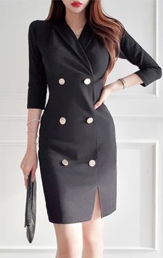 $44.90 - Beautiful Black Business Long Coat double breasted for elegant women and classy ladies. Tight fitted coat good for casual every day wear and also business work office look idea. Dress Coats, Fitted Coat, Elegant Ladies, Best Dress, Business Work, Black Business, Office Look, Long Jacket, Dresses Ideas