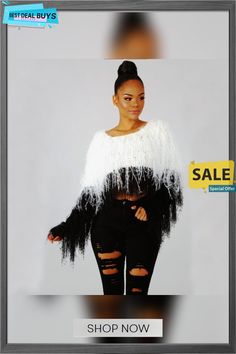 Women's Sweater Round Neck Coat Handmade Tassel Knitted Pullover Trendy Fringe Tops For Winter, 24 Years Old, Outerwear Women, Knitted Pullover, Types Of Collars, Single Piece, Autumn And Winter, Women's Sweater, Tassels