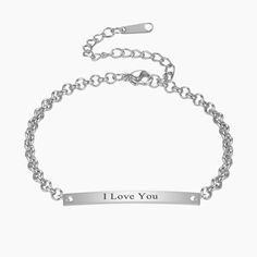 Engraved Bar Bracelet | Dorado Fashion Customizable Stainless Steel Bracelets For Valentine's Day, Mother's Day Friendship Name Bracelet In Stainless Steel, Personalized Metal Bracelets For Friendship, Personalized Stainless Steel Bracelets For Anniversary, Personalized Adjustable Metal Chain Bracelet, Personalized Metal Bracelet For Friendship, Personalized Stainless Steel Charm Bracelet For Friendship, Personalized Metal Bangle Charm Bracelet, Trendy Customizable Charm Bracelet As Gift