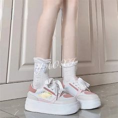 Advbridge Pink Hearts Lolita Platform Sneakers Casual Women's Sports Shoes Kawaii Flats Harajuku Vintage Tennis Female Cute Footwear White Spring Skate Shoes For School, White Skate Shoes For School In Spring, Cute High-top Sneakers With Round Toe For Spring, Cute Spring High-top Sneakers With Round Toe, Cute White Sneakers With Rubber Sole, Spring Low-top Skate Shoes For School, Casual Sneakers With Anime Print And Round Toe, Cute Skate Shoes With White Sole For Streetwear, Cute White Sneakers For School