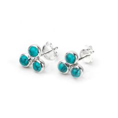 Beautiful Turquoise Trilogy Stud earrings in 925 sterling silver.  3mm turquoise stones are used and the width of the trilogy is 8. 5mm. The studs have butterfly fastening  Wear this elegant studs everyday or an evening out.  The hoops come packed in a brand box. Please use silver cloth to clean. Jewellery Store, Turquoise Stones, Blue Turquoise, Silver Blue, Turquoise Stone, Turquoise Blue, Badger, Jewelry Branding, Handcrafted Jewelry