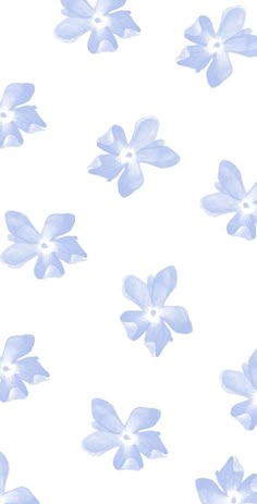 blue flowers on a white background are shown in this image, the petals have been painted with watercolors