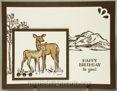 a handmade birthday card with an image of two deer