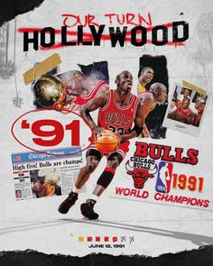 an advertisement for the chicago bulls featuring michael jordan and other sports related items, including basketball memorabilia