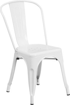 a white metal chair on a white background