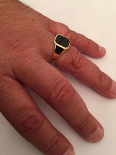 "Signet ring with Black square Onyx Seal Suitable for women and men Onyx size is 12X14 mm Made of 18K gold plated OR sterling silver set with squarq onyx stone Please note in the \"notes to seller\" at checkout. your ring size The product will arrive to you packed in gift box and padded envelope to maintain the product Thank you for your interest. Please check out our other items and be sure to add us to your favorites! https://www.etsy.com/shop/Limajewelry We look forward to the opportunity of Black Rectangular Signet Ring For Anniversary, Black Rectangular Ring Gift, Black Rectangular Rings For Gifts, Black Rectangular Anniversary Ring, Black Rectangular Signet Ring For Formal Occasions, Rectangular Black Enamel Rings For Gifts, Rectangular Black Enamel Rings As Gift, Rectangular Black Enamel Ring Gift, Classic Black Square Jewelry