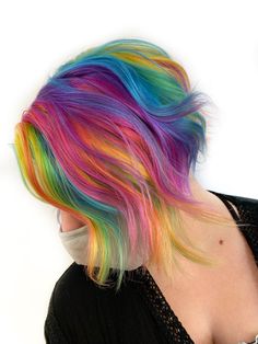 Rainbow Pixie Hair, Rainbow Short Hair, Rockstar Hair, Short Rainbow Hair, Pride Hair, Beauty Hair Color, Rainbow Road