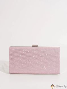 BirdinBag - Chic Square Sequin Clutch: Stylish Party Bag with Decorative Accents Glamorous Pink Rectangular Shoulder Bag, Pink Rectangular Clutch For Events, Elegant Pink Bag For Night Out, Glamorous Pink Bags For Formal Occasions, Glamorous Pink Shoulder Bag For Formal Occasions, Chic Rectangular Party Bag, Chic Rectangular Party Bags, Pink Rectangular Shoulder Bag For Party, Pink Pouch Bag For Events