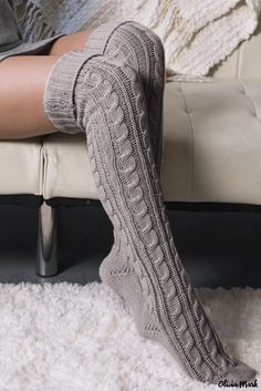 Olivia Mark - Premium Charcoal Cable Knit Thigh-High Socks in a Classy Gray Shade Cozy Knee-high Socks For Stocking Stuffers, Cozy Thigh High Knitted Socks, Cozy Comfortable Knee-high Socks For Stocking Stuffers, Casual Comfortable Thigh High Socks, Cozy Knitted Knee-high Socks, Cozy Knee-high Knit Socks, Cozy Stretch Knee-high Socks, Comfortable Cozy Knee-high Socks, Cozy Comfortable Knee-high Socks