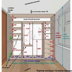 an image of the inside of a closet with measurements