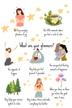 🌟 What are your glimmers? Those small moments of joy and peace that light up your day? Identifying your glimmers can be a powerful tool for improving your mental health. Focus on those little things that make you smile. #MentalHealthAwareness #Glimmers #Joy #SelfCare #Mindfulness #PositiveVibes What Are Glimmers, Glimmers Quotes, Glimmer Quotes, Conversation Room, Child Discipline, Small Joys, After School Routine, Mental Health Facts, Joy And Peace