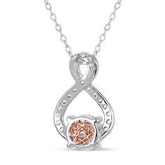 Features: Quick ShipJewelry Closure: Spring Ring ClaspLink Construction: SolidSetting: ProngShape: RoundStone Cut: RoundStone Millimeter Measurement: 7 Mm WidthMetal Color: Two ToneChain Length: 18 InchChain Width: 1.14 MillimetersPendant Length: 20mmPendant Width: 12mmRounded Carat Weight: 3 Ct. T.w.Chain Construction: CableCare: Wipe CleanMetal: Sterling SilverNecklace Type: Pendant NecklacesCountry of Origin: Imported Silver Birthstone Necklace With Diamond Accents, Diamond White Metal Necklace For Gift, Infinity Metal Necklace For Gifts, Infinity Metal Necklace For Gift, Rose Gold Metal Necklaces For Anniversary, Rose Gold Metal Necklace For Anniversary, Anniversary Rose Gold Metal Necklace, Infinity Necklace With Diamond Accents For Gifts, Sterling Silver Rose Gold Necklaces With Diamond Accents