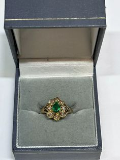 EXQUISITE ANTIQUE LADIES EMERALD DIAMOND YELLOW GOLD RING - $10K APR w/ CoA!!!!! | eBay Antique Emerald Ring In Stamped 14k Yellow Gold, Antique Yellow Gold Cluster Ring With Gemstone, Collectible Yellow Gold Jewelry With Rose Cut Diamonds, Exquisite Gold Emerald Ring With Diamond, Luxury Cluster Emerald Ring In Yellow Gold, Heirloom Yellow Gold Hallmarked Emerald Ring, 14k Yellow Gold Pear-shaped Emerald Ring, Luxury Yellow Gold Cluster Emerald Ring, Heirloom Yellow Gold Cluster Ring For May Birthstone