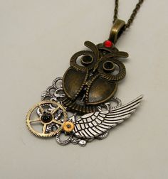 Hey, I found this really awesome Etsy listing at https://www.etsy.com/listing/174912360/steampunk-jewelry-owl-necklace-pendant Vintage Alloy Necklaces, Handmade Vintage Alloy Necklace, Vintage Alloy Pendant Necklace, Steampunk Pendant Jewelry Nickel Free, Steampunk Jewelry With Adjustable Chain For Gift, Steampunk Jewelry With Adjustable Chain As Gift, Steampunk Gold Jewelry With Copper, Bronze Steampunk Necklaces For Jewelry Making, Steampunk Gold Jewelry With Antique Finish