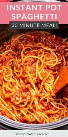 the instant pot spaghetti recipe is ready to be eaten