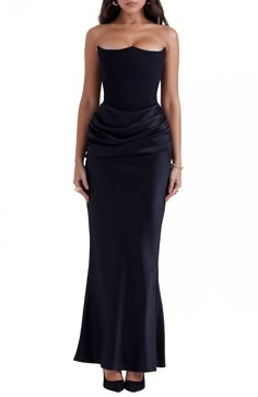 HOUSE OF CB Persephone Strapless Satin Corset Cocktail Dress | Nordstrom