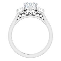 This timeless ring features 1/5 ctw. of dazzling diamonds that adorn the band. A 0.25 ct. or larger oval, asscher, pear, cushion, emerald, square, heart or round shape stone can be set with this ring. Cushion Cut Diamond Ring With Accent Stones In Platinum, Timeless Asscher Cut Diamond Ring With Halo Setting, Cushion Cut Platinum Diamond Ring With Accent Stones, Platinum Cushion Cut Diamond Ring With Accent Stones, Timeless Diamond White Emerald Wedding Ring, Fine Jewelry Diamond Ring With Asscher Cut Accent Stones, Fine Jewelry Asscher Cut Diamond Ring With Accent Stones, Diamond White Emerald Ring With Asscher Cut, Wedding Emerald Ring With Asscher Cut And Diamond Accents