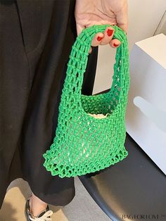 BagForLove - Mesh Wristlet Beach Tote: Perfect for Your Vacation Product Description Color Green Details Hollow Bag Size Mini Type Crochet Bags Strap Type Double Handle Pattern Type Plain Style Fashionable Composition 30% Polyester Material Fabric Size Chart INCH CM Bag Length Bag Width Bag Height Handle Height 7.9 inch 2.4 inch 7.5 inch 5.5 inch Bag Length Bag Width Bag Height Handle Height 20 cm 6 cm 19 cm 14 cm Details Pictures Similar Products h2 { text-align: center; } /* æ¢è¡ */ li{ whit Trendy Green Handheld Crochet Bag, Green Handheld Crochet Bag For Beach, Summer Green Shoulder Bag With Mobile Phone Holder, Green Handheld Crochet Bag For Summer, Green Beach Bag With Mobile Phone Holder, Green Shoulder Bag For Beach Season, Green Shoulder Bag For Beach With Mobile Phone Pocket, Green Shoulder Bag With Mobile Phone Holder For Beach, Green Shoulder Bag With Mobile Phone Pocket For Beach