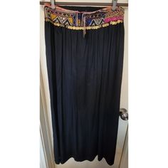 Earthbound Trading Co Maxi Black Dangling Coins Boho Festival Skirt Slits Size Xl. New With Tags Condition. No Noticed Flaws. Please Review All Pictures So That You Know Exactly What You Are Purchasing And Feel Free To Send Me A Message With Questions, Before Making Your Purchase. Bohemian Black Maxi Skirt, Black Bohemian Maxi Skirt For Festival, Bohemian Black Maxi Skirt For Festival, Black Maxi Length Bottoms With Elastic Waistband, Black Maxi Length Vacation Bottoms, Black Maxi Skirt With Elastic Waistband For Beach, Black Bohemian Skirt With Elastic Waistband, Bohemian Black Skirt With Elastic Waistband, Black Maxi Length Skirt With Elastic Waistband