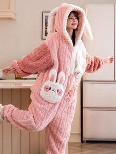 Fabric: polyester Warm up in style with this double-sized, dreamy, and cozy pajama set made from breathable, fleece-like material. Perfect for staying warm in chilly temperatures! Strawberry Bunny, Cozy Pajamas, Your Adorable, Fleece Pajamas, One Piece Pajamas, Hello Kitty Items, Cozy Winter, Discount Code, Everyday Outfits