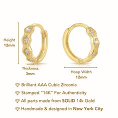 The same quality shiny 14k gold hoop earrings you know and love from TILO JEWELRY are now in Huggies!Our Classic Polished Huggie Hoops pair elegantly with every outfit and any occasion. Wear it as a great standalone piece or add it to your curated ear stack!TILO Jewelry 14K Real Solid Gold Round Single-Row CZ Huggie Earrings---------- Details ----------• Sold as a pair.• Solid 14k Yellow Gold (Stamped "14K" for authenticity)• Hoop Diameter (Outer): 12mm• Hoop Thickness: 3mm• Weight: 1.27 grams• Gold Huggie Earrings With Halo In Fine Jewelry Style, Gold Round Huggie Earrings With Halo, 14k Gold Huggie Earrings With Halo Detail, 14k Gold Huggie Earrings With Halo, Gold Huggie Earrings With Halo Detail, Gold Huggie Earrings With Halo, Huggie Earrings With Lever Back For Wedding, Gold Round Halo Huggie Earrings, Gold Halo Huggie Earrings Fine Jewelry