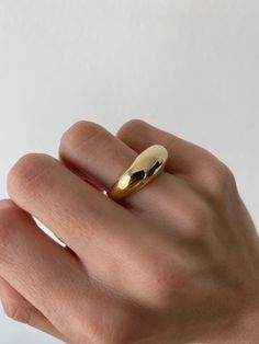 Classic dome ring. Perfect for stacking and for everyday wear. Best seller! * Ring has 3 sizes: 6/7/8 *Materials: sterling silver or Gold plated over brass hypoallergenic Link to another beautiful signet ring: https://www.etsy.com/il-en/listing/722045736/signet-ring-for-women-men-gold-pinky?ref=shop_home_feat_1&pro=1&frs=1 Gift: All orders are shipped in our customize box, gift ready. Shipping: Please allow 1-3 business days for your order to be processed and shipped. *If you have any qu Polished Dome Ring With Thick Band For Promise, Gold Dome Ring That's Tarnish Resistant, Everyday Gold Dome Ring Tarnish Resistant, Everyday Gold Dome Ring Open Design, Everyday Gold Dome Ring With Open Shape, Gold Dome Ring With Thick Band For Gift, Gold Dome Ring With Thick Band As Gift, Gold Dome Ring With Thick Band, Gold Dome Ring With Polished Finish And Wide Band