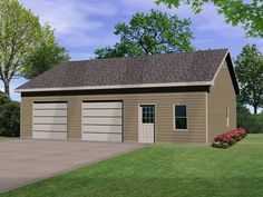 a two car garage is shown in this computer rendering