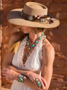 This is the flagship Brit West concho hatband for sure! Beautifully inspired from our custom concho belts with 1.5 inch handmade round conchos. Matching our Navajo concho hair tie, such a great piece to pair. I have searched the world over for perfect vintage leather and great colorful American turquoise. These hatbands are made from old latigos, used by cowboys across the American west. Stones will vary, but are mostly soft greens and blue American turquoise. These are sized to fit any hat with Felt Money, Native American Clothes, Spanish Hat, Concho Belts, Gambler Hat, Sombrero Hat, Ranch Wear, Estilo Country, American Turquoise